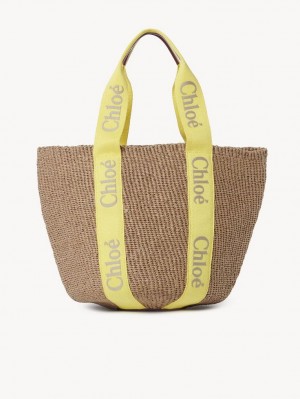 Baskets Chloe Large Woody Amarillos Beige | CHE-SR13628