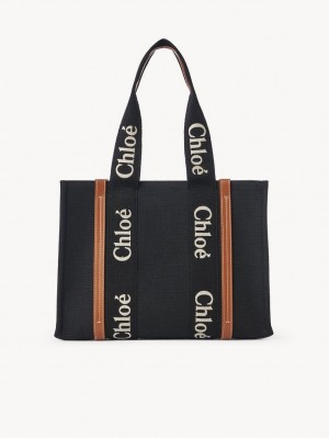 Bolsa De Hombro Chloe Medium Woody Negros Beige | CHE-SR13458