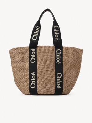 Bolso Tote Chloe Large Woody Basket Negros Beige | CHE-SR13333