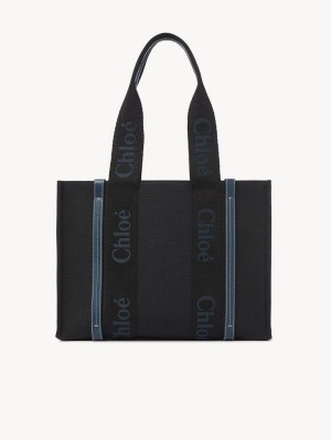Bolso Tote Chloe Medium Woody Negros Verdes | CHE-SR13318