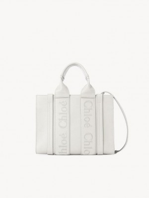 Bolso Tote Chloe Small Woody Blancos | CHE-SR13324