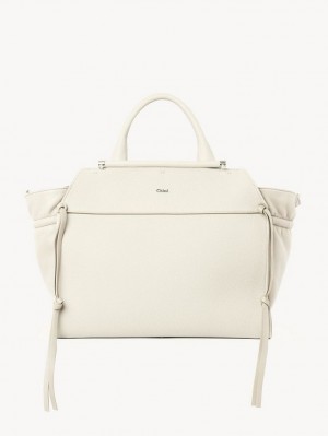 Bolso Tote Chloe Steph Medium Double Carry Blancos | CHE-SR13371