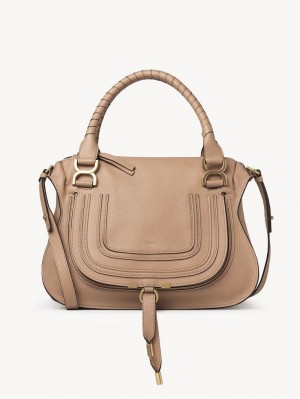 Bolsos Cruzados Chloe Marcie Double Carry Marrom Claro | CHE-SR13553