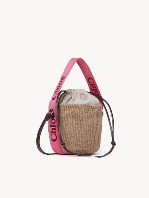 Bolsos Cruzados Chloe Small Woody Basket Rosas Rojos | CHE-SR13616