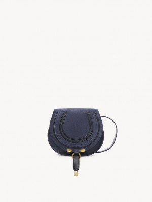 Bolsos Mini Chloe Marcie Small Saddle Grises Oscuro Azul Marino | CHE-SR13685