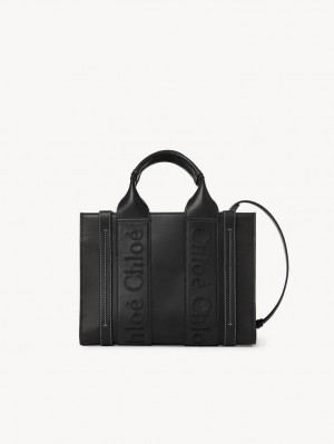 Bolsos Mini Chloe Small Woody Tote Negros | CHE-SR13687