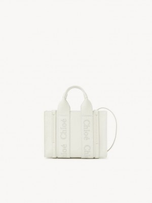 Bolsos Mini Chloe Woody Tote 1 Blancos | CHE-SR13681