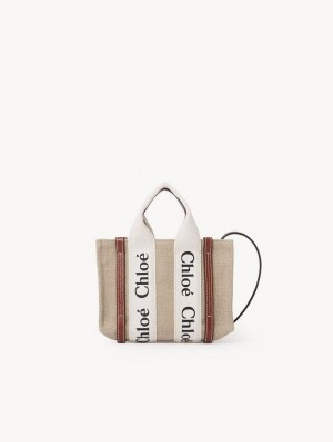 Bolsos Mini Chloe Woody Tote 3 Blancos Marrom | CHE-SR13723