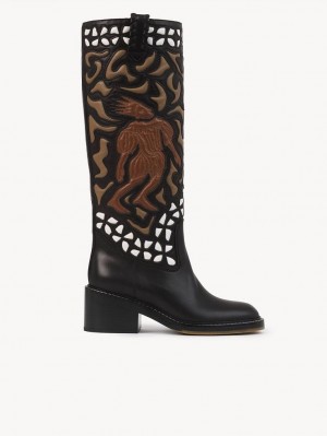 Botas Chloe Mallo High Multicolor Marrom | CHE-SR14239