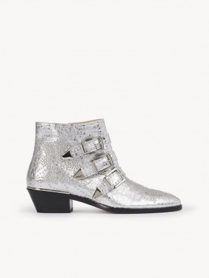 Botas Chloe Susanna Corta Plateados | CHE-SR14212