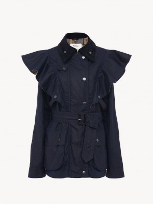 Chamarras Chloe Barbour For "Dustyn" Ruffled Azul Marino | CHE-SR13788