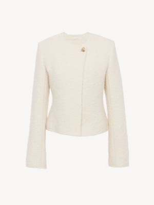 Chamarras Chloe Collarless Fitted Blancos | CHE-SR13771