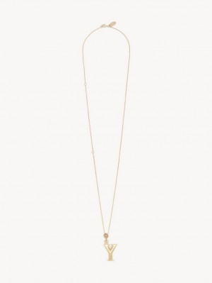 Collares Chloe Alphabet With Pendant Dorados | CHE-SR14331