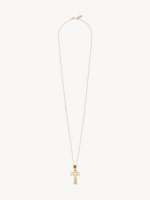 Collares Chloe Alphabet With Pendant Dorados | CHE-SR14336