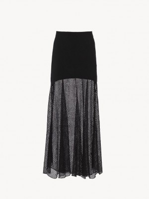 Falda Chloe Flared Maxi Negros | CHE-SR14072