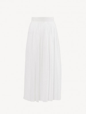 Falda Chloe Gathered Mid-length Blancos | CHE-SR14073