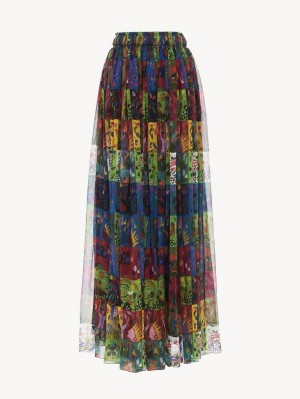 Falda Chloe Ruched Long Multicolor | CHE-SR14090