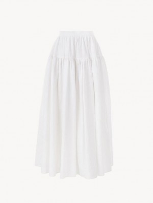 Falda Chloe Tiered Maxi Blancos | CHE-SR14078