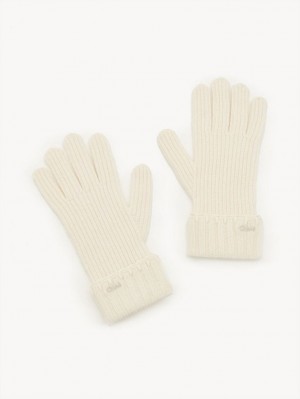 Guantes Chloe Acanalado Knit Blancos | CHE-SR14480