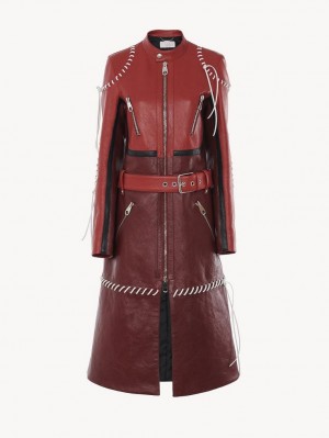 Leather Chloe Ciclismo Coat Morados Rojos | CHE-SR14105
