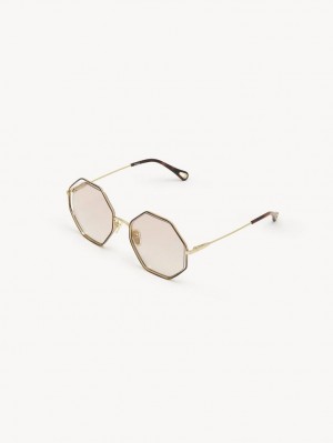 Lentes de Sol Chloe Poppy Petite Dorados Beige | CHE-SR14546