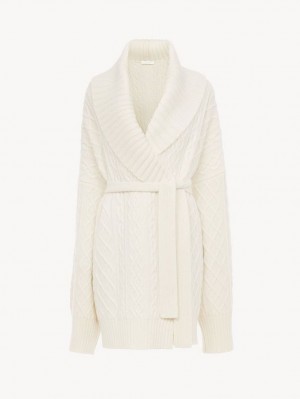Prendas De Punto Chloe Belted Wrap Cardigan Blancos | CHE-SR13957