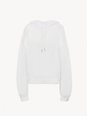 Prendas De Punto Chloe Crochet Hoodie Blancos | CHE-SR13935