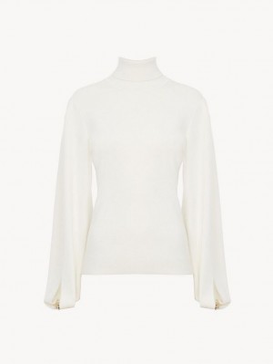 Prendas De Punto Chloe Fitted Mock-neck Blancos | CHE-SR13958