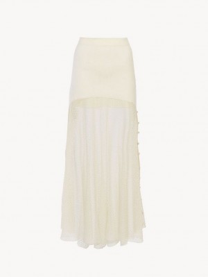 Prendas De Punto Chloe Flared Maxi Blancos | CHE-SR13949