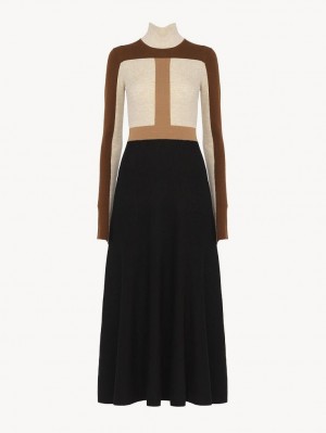 Prendas De Punto Chloe Flared Maxi Multicolor Marrom | CHE-SR13946