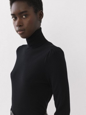 Prendas De Punto Chloe High-neck Negros | CHE-SR13925