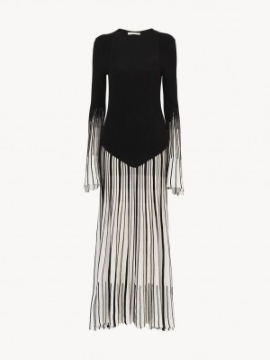 Prendas De Punto Chloe Long Flared Negros | CHE-SR13932
