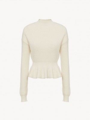 Prendas De Punto Chloe Peplum Blancos | CHE-SR13963