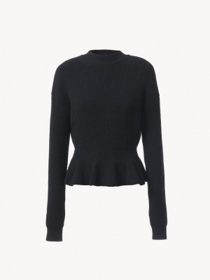 Prendas De Punto Chloe Peplum Negros | CHE-SR13964