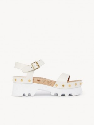 Sandalias Chloe Owena Plataforma Blancos | CHE-SR14162