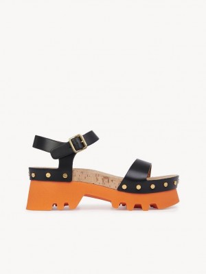 Sandalias Chloe Owena Plataforma Negros | CHE-SR14152