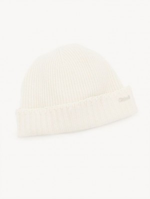 Sombreros Chloe Acanalado Knit Beanie Blancos | CHE-SR14486