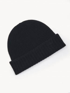Sombreros Chloe Acanalado Knit Beanie Negros | CHE-SR14487