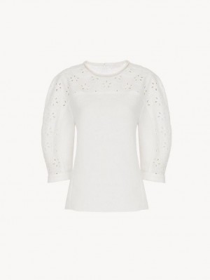 Tops Chloe Balloon-sleeve Blancos | CHE-SR13906
