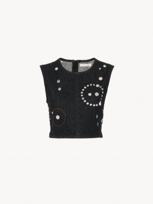 Tops Chloe Cropped Negros | CHE-SR13884
