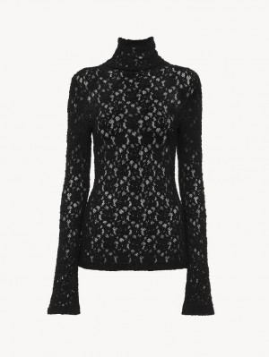 Tops Chloe Fitted Turtleneck Negros | CHE-SR13911
