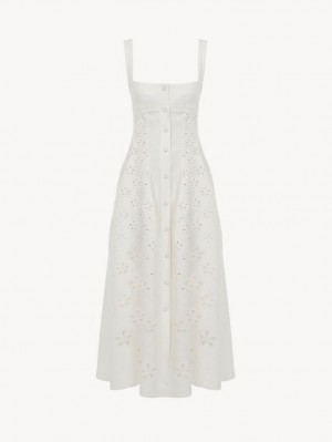 Vestido Chloe Sin Manga Midi Blancos | CHE-SR13848
