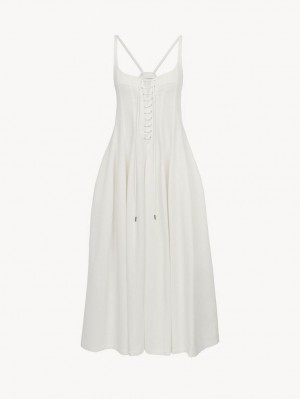 Vestido Chloe Sin Manga Midi Blancos | CHE-SR13851