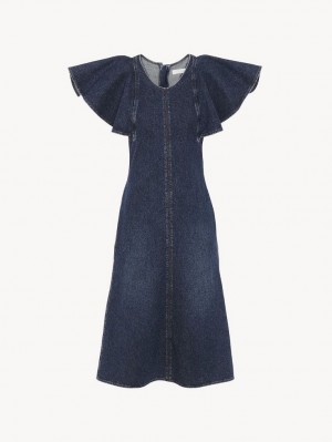 Vestido Chloe Wing-sleeve Azules | CHE-SR13835