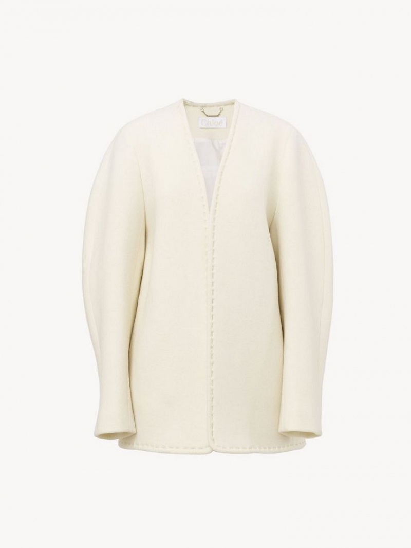 Abrigos Chloe Corta Boxy Blancos | CHE-SR13796