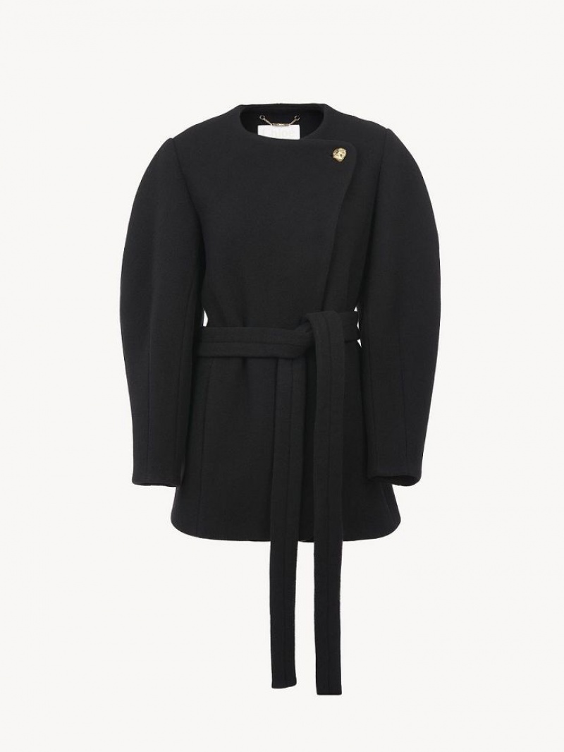 Abrigos Chloe Corta Wrap Negros | CHE-SR13826