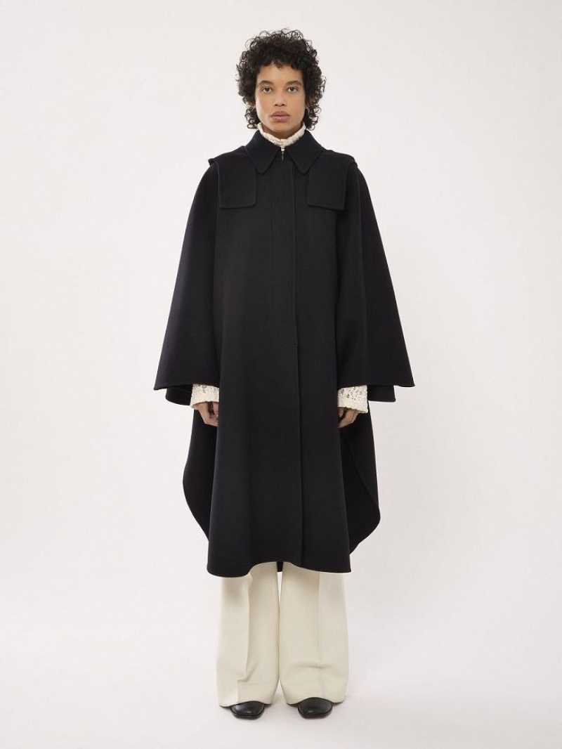 Abrigos Chloe Encapuchado Cape Negros | CHE-SR13820