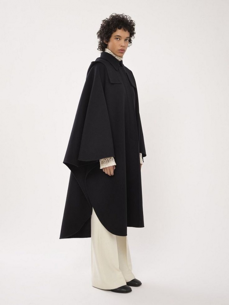 Abrigos Chloe Encapuchado Cape Negros | CHE-SR13820
