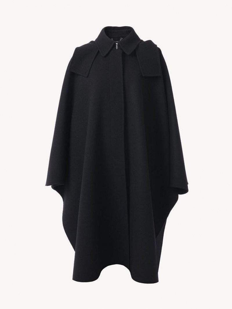 Abrigos Chloe Encapuchado Cape Negros | CHE-SR13820