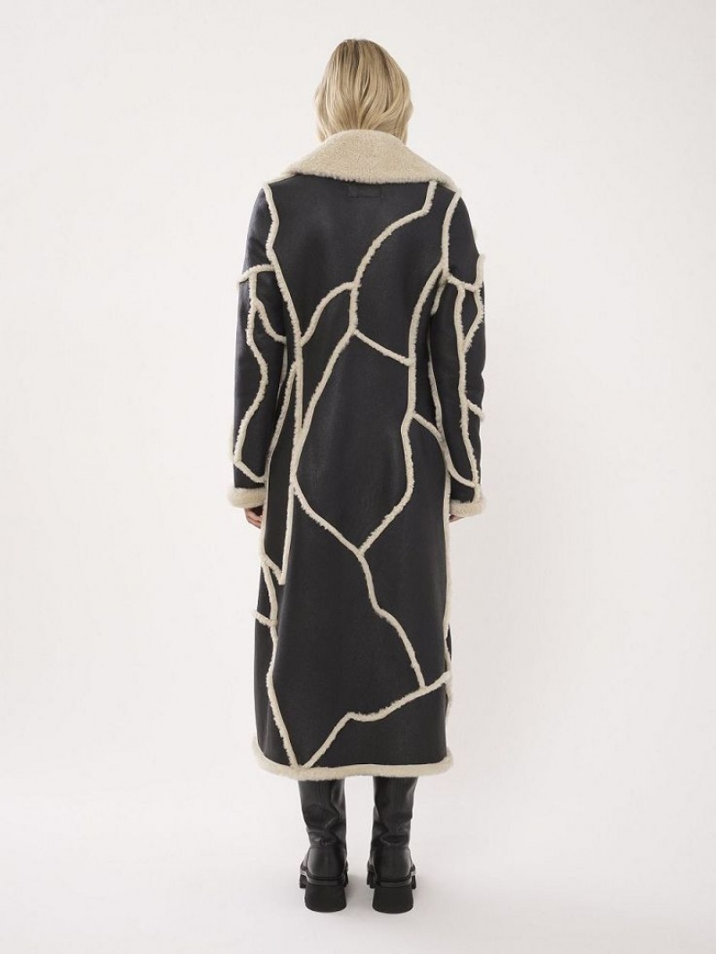 Abrigos Chloe Long Negros Blancos | CHE-SR13816